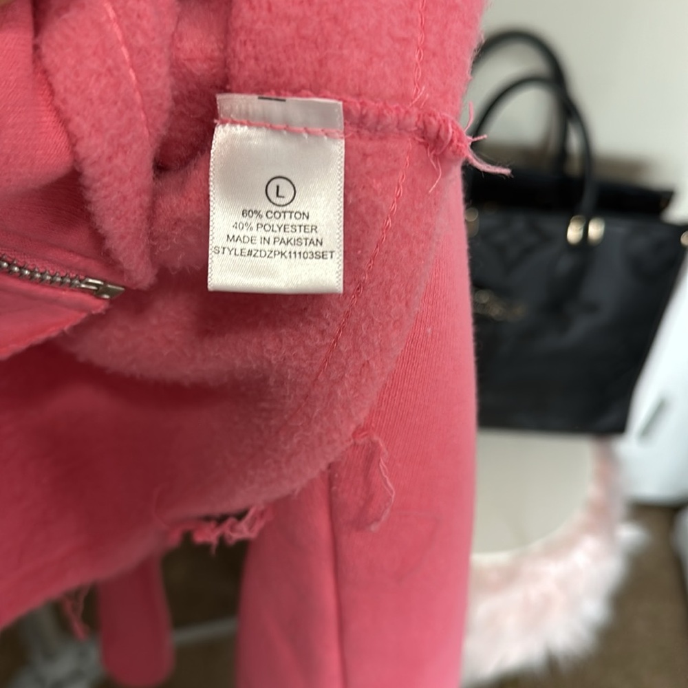 Fashion Nova Pink Cropped Hoodie & Wide Leg Lounge Set - Picture 7 of 8